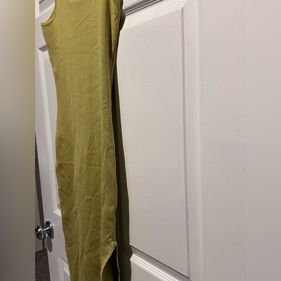 Clara Square Neck Fitted Dress / Mustard Color - Picture 4 of 4